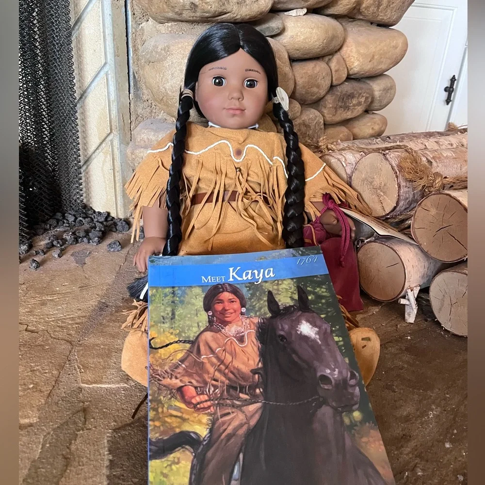 American Girl Kaya Doll with Braided Black Hair and Tan Fringe Outfit